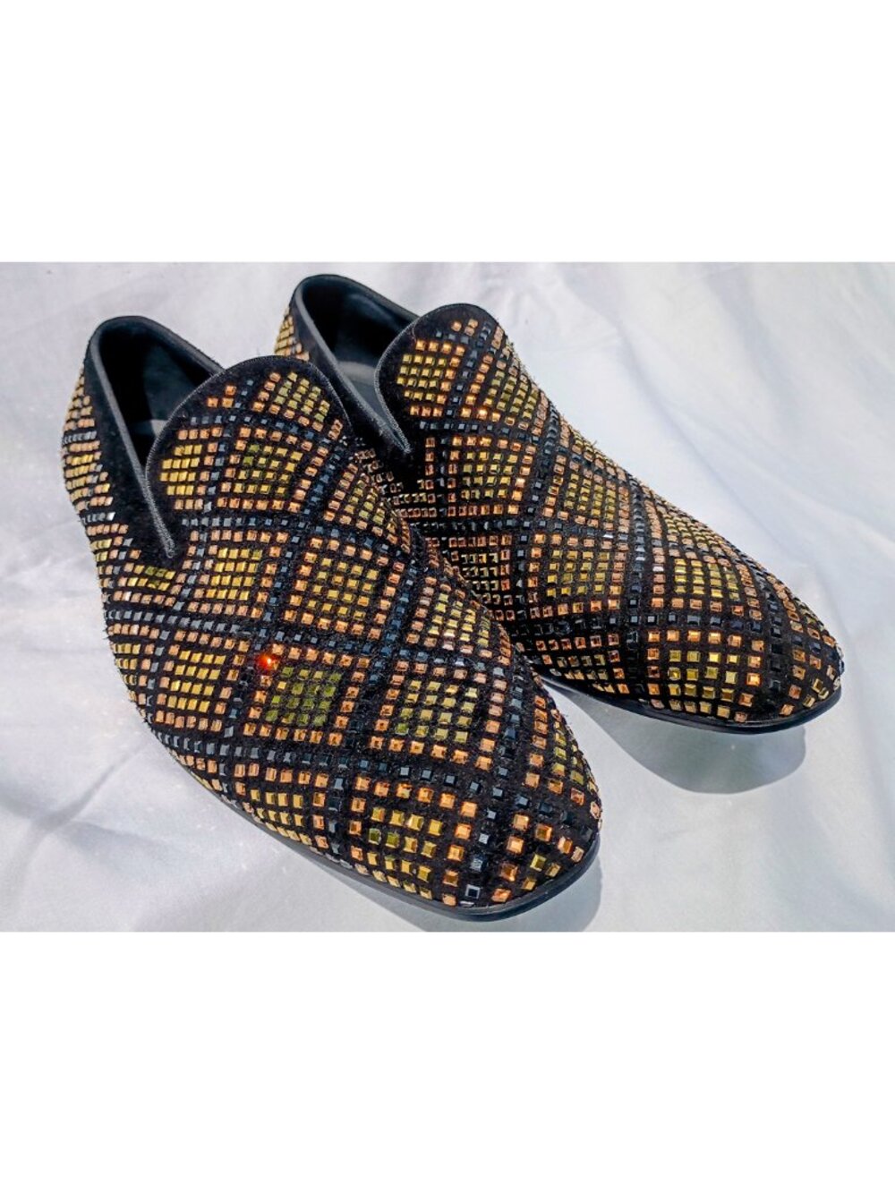 Moretti Sequin Rhinestone Mens Shoes Size 14 Dance Stage Retro